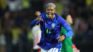 Jhonson comemora primeiro gol pela Seleo, que deu vitria ao Brasil sobre o Japo (foto: Lvia Villas Boas / CBF)
