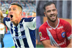 Juan Portilla, do Talleres, e Toms Molina, do Argentinos Juniors (foto: Daniel Duarte / AFP)