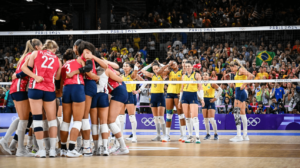 Seleo Brasileira Feminina de Vlei sofreu dura derrota diante dos Estados Unidos, pela semifinal da Olimpada de Paris 2024 (foto: Leandro Couri/EM/D.A Press)