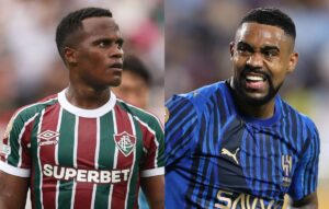 Jhon Arias, do Fluminense, e Malcom, do Al-Hilal (foto: Francois Nel/Getty Images/AFP)