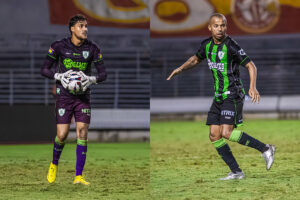 Matheus Mendes e Mariano, jogadores do Amrica (foto: Mouro Panda/Amrica)