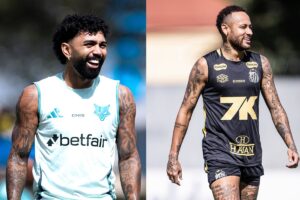 Gabigol e Neymar (foto: Divulgao: Gustavo Martins/ Cruzeiro - Raul Baretta/ Santos FC)