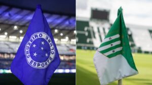 Bandeiras de Cruzeiro e Banfield (foto: Cruzeiro/Divulgao e Banfield/Divulgao)