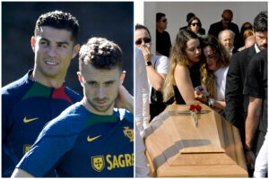 Cristiano Ronaldo no esteve no velrio de Diogo Jota (foto: MIGUEL RIOPA / AFP)