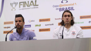 Fbio e Cssio, goleiros, em entrevista coletiva antes da final da Copa do Brasil de 2018 (foto: Jair Amaral/EM/D.A Press)