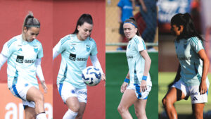Fabola Sandoval, Paloma Maciel, Pri Back e Marlia, algumas das jogadoras do Cruzeiro com contrato at o fim de 2025 (foto: Gustavo Martins/Cruzeiro)