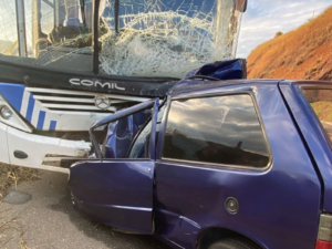 Motorista morre após carro bater de frente com ônibus na BR-458, em Caratinga | Vales de Minas Gerais