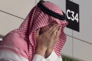 Fahad Bin Nafel, presidente do Al Hilal, chora aps vitria sobre o City no Mundial (foto: Reproduo)