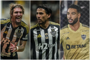 Lyanco, Alonso e Nathan pelo Atltico (foto: Pedro Souza/Atltico)