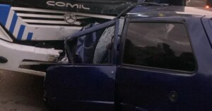 Acidente entre carro e ônibus provoca uma morte na BR 458, no Vale Verde em Ipaba