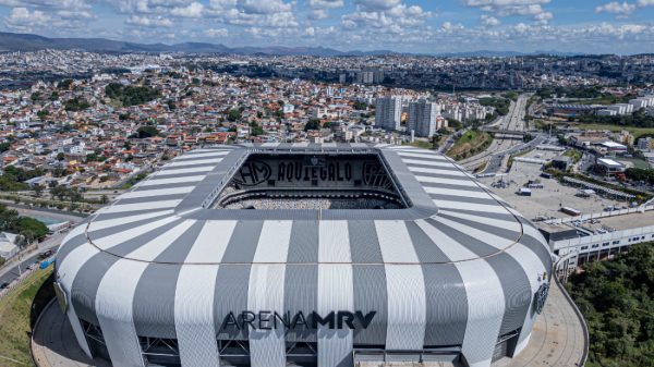 Arte na Arena MRV vista de cima do estdio (foto: Pedro Souza/Atltico)