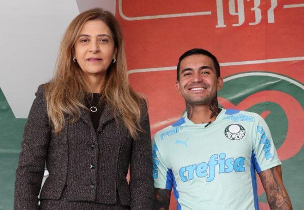 Leila Pereira, presidente do Pereira, e Dudu, atual atacante do Cruzeiro (foto: Fabio MenottiPalmeiras)