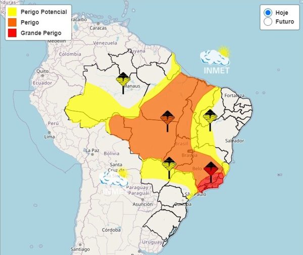 INMET divulga alerta de "perigo" para 108 cidades do Leste de MG