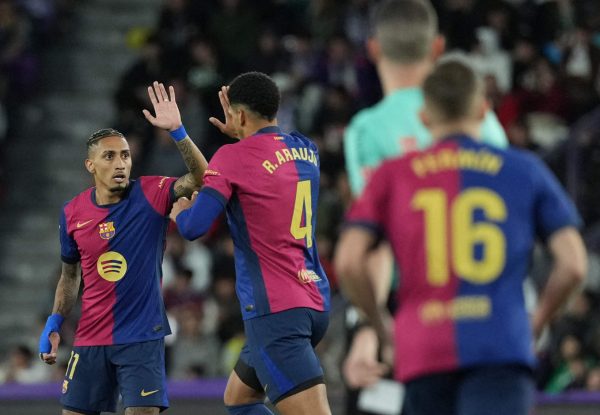Raphinha marcou um dos gols da vitria do Barcelona sobre o Valladolid (foto: CESAR MANSO/AFP)