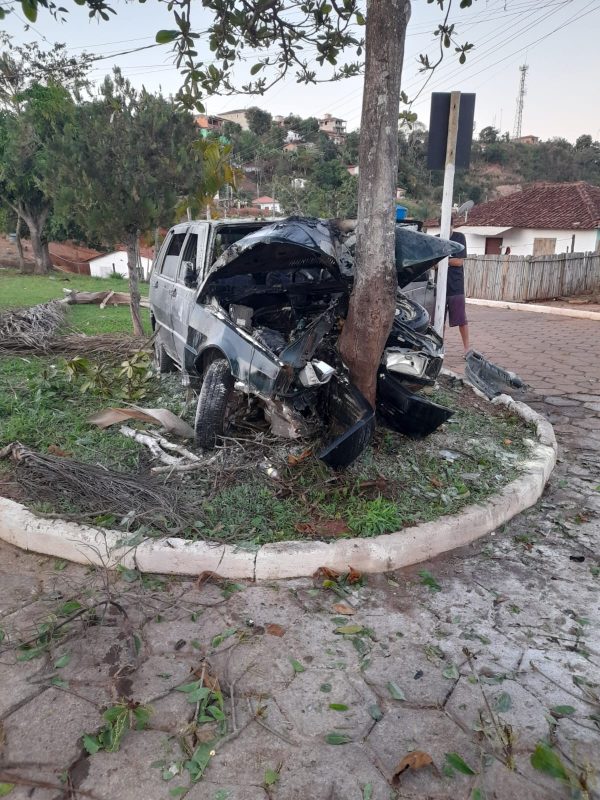 Casal fica ferido após bater carro em árvore em Materlândia