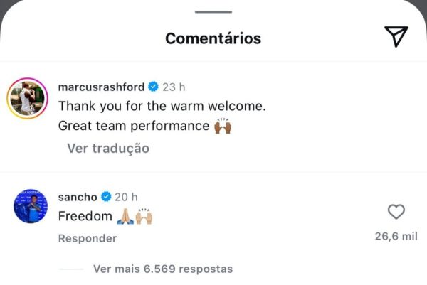 Comentrio de jogador do United em post de Rashford gera revolta em torcedores < No Ataque