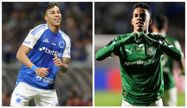 Kaio Jorge, do Cruzeiro, e Estvo, do Palmeiras (foto: Montagem: Alexandre Guzanshe/EM/D.A. Press e NELSON ALMEIDA / AFP)