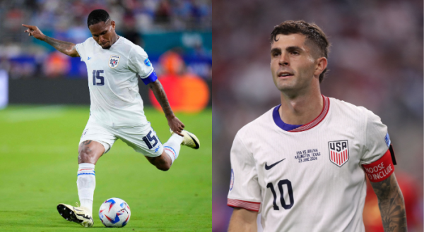 Eric Davis, do Panam, e Christian Pulisic, dos Estados Unidos (foto: Rich Storry/Getty Images/AFP e Omar Vega/Getty Images/AFP)