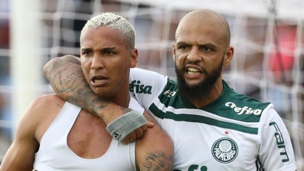 Deyverson e Felipe Melo atuaram juntos pelo Palmeiras (foto: Cesar Greco/Palmeiras)
