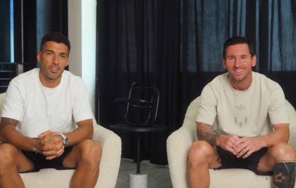 Surez e Messi anunciaram parceria em vdeo (foto: Reproduo/Instagram)