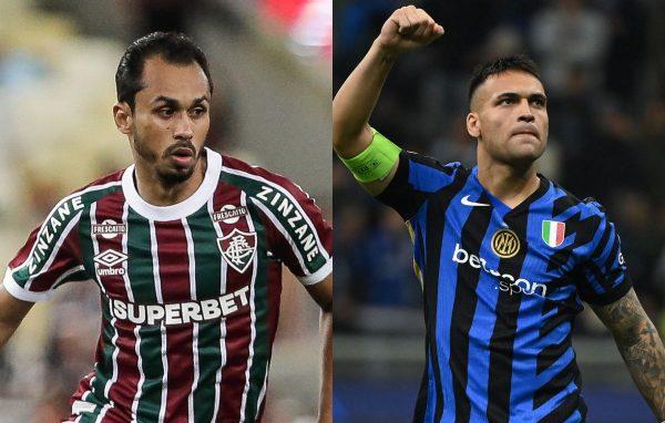 Lima, do Fluminense, e Lautaro Martnez, da Internazionale (foto: LUCAS MERON / FLUMINENSE F.C. e PIERO CRUCIATTI / AFP)