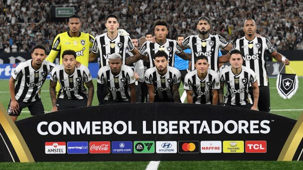 Time do Botafogo perfilado (foto: Daniel RAMALHO / AFP)