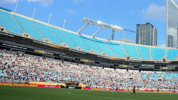 Arquibancadas do estdio do Bank of America Stadium, em Charlotte, em Inter de Milo x Fluminense (foto: Paul ELLIS / AFP)