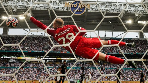 O goleiro Di Gregorio fez grandes defesas contra o Real Madrid (foto: Michael Reaves / GETTY IMAGES NORTH AMERICA / Getty Images via AFP)