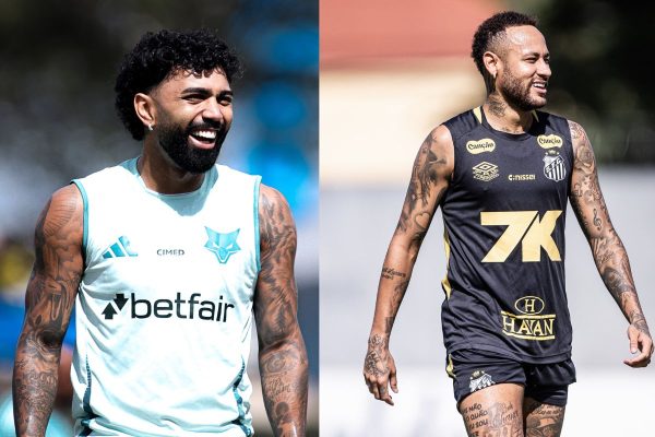 Gabigol e Neymar (foto: Divulgao: Gustavo Martins/ Cruzeiro - Raul Baretta/ Santos FC)