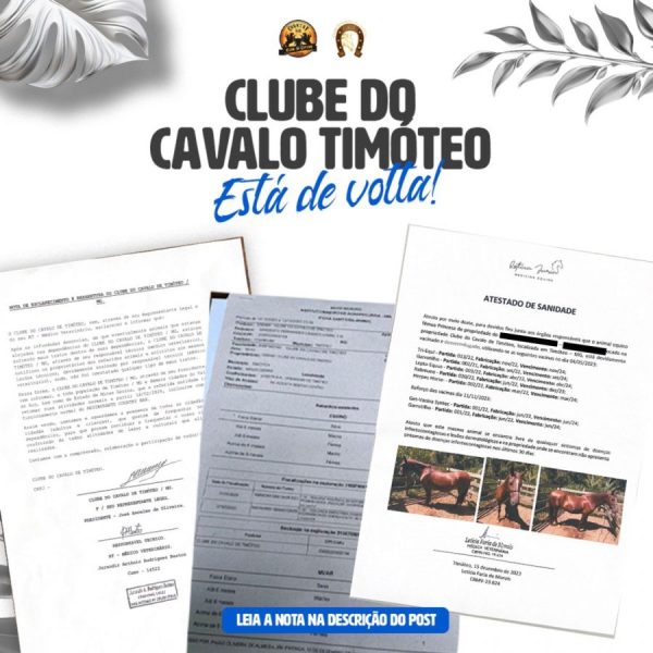 COMUNICADO DO CLUBE DO CAVALO DE TIMÓTEO – REABERTURA DE TODO O ESPAÇO