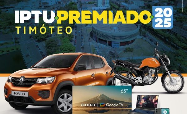 “IPTU Premiado 2025” da Prefeitura de Timóteo. Serão sorteados cerca de 150 mil reais em prêmios