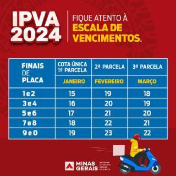 Minas Gerais libera taxa do IPVA 2024 e motoristas já podem realizar pagamento