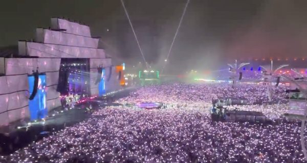 VIsão da tirolesa no show do Coldplay no Rock in Rio