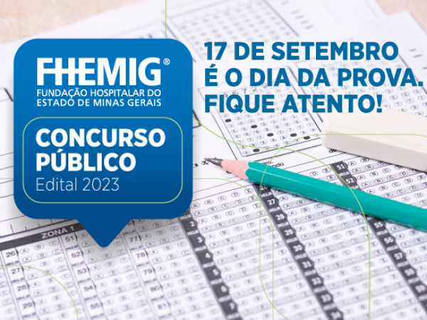 Provas do concurso da Fhemig serão realizadas no próximo domingo (17/9)