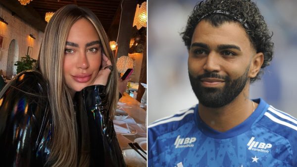 Rafaella Santos, irm de Neymar, e Gabigol, centroavante do Cruzeiro (foto: Instagram Rafaella Santos/Reproduo e Alexandre Guzanshe/ EM DA Press)