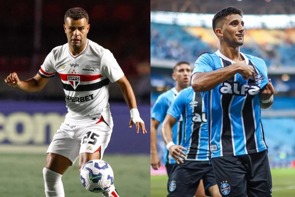 Jogadores das equipes (foto: Divulgao: Rubens Chiri / So Paulo FC - lucasuebel | Grmio FBPA)