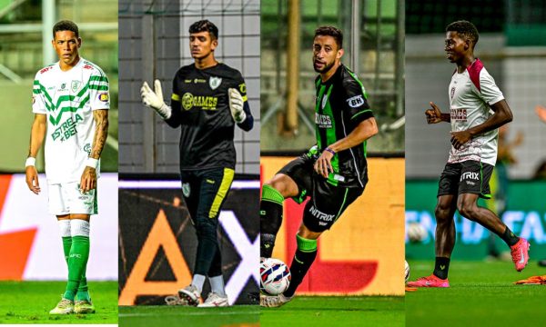 a esquerda para a direita: Kauan Diniz, Cssio, Julio e Yago Santos (foto: Mouro Panda / Amrica)