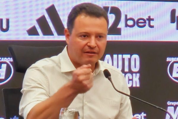Rafael Menin, investidor do Atltico, em entrevista na Arena MRV (foto: Jair Amaral/EM/D.A Press)