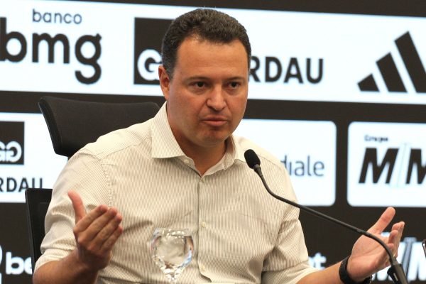Rafael Menin em entrevista na Arena MRV, estdio do Atltico (foto: Jair Amaral/EM/D.A.Press)