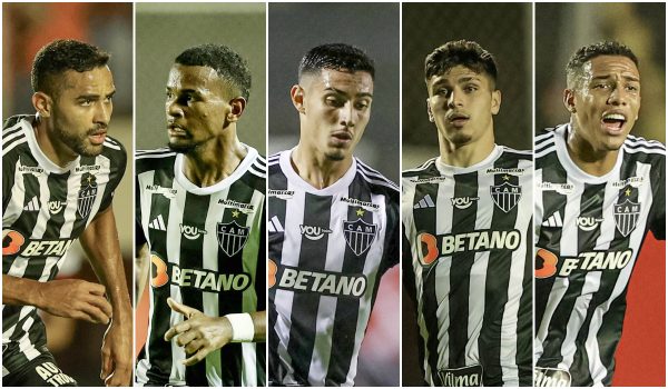 Alan Kardec, Alisson, Cadu, Isaac e Palacios: atacantes relacionados pelo Atltico diante do Vitria (foto: Montagem com imagens de Pedro Souza/Atltico)