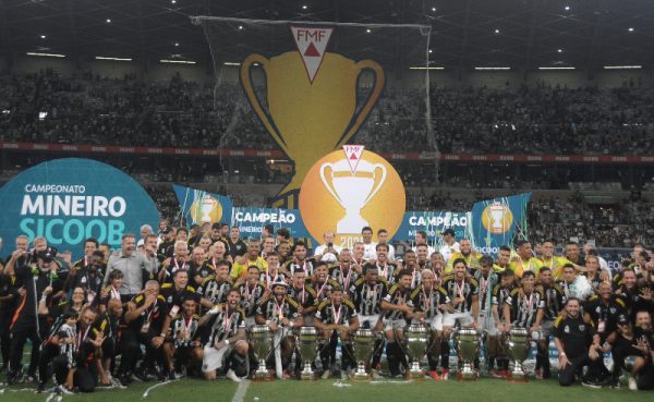 Jogadores do Atltico comemoram ttulo do Campeonato Mineiro de 2025 no Mineiro (foto: Alexandre Guzanshe/EM/D.A Press)