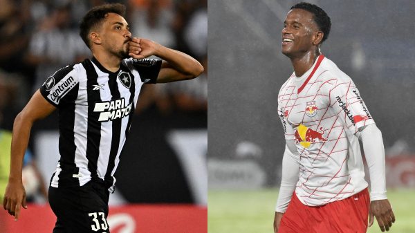 Botafogo e Bragantino se enfrentam pelo Brasileiro (foto: MAURO PIMENTEL/AFP e NORBERTO DUARTE/AFP)