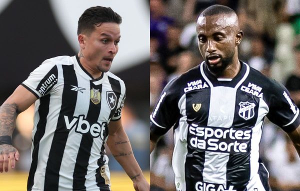 Artur, do Bragantino, e Dieguinho, do Cear (foto: Vitor Silva/Botafogo. e Gabriel Silva / Cear SC)