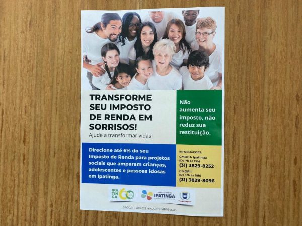 Ipatinga incentiva contribuintes a destinarem IR para fundos da Criança e Adolescente e da Pessoa Idosa