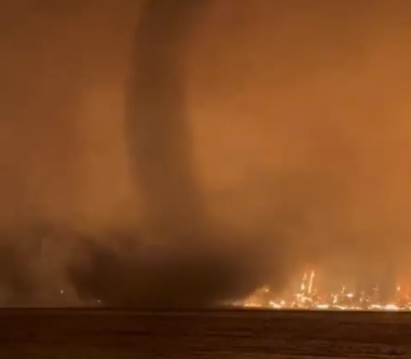 Vídeo mostra tornado de fogo que se formou sobre lago no Canadá