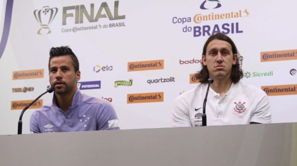 Fbio e Cssio, goleiros, em entrevista coletiva antes da final da Copa do Brasil de 2018 (foto: Jair Amaral/EM/D.A Press)