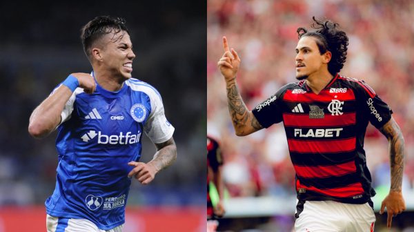 Kaio Jorge, atacante do Cruzeiro, e Pedro, atacante do Flamengo (foto: Alexandre Guzanshe/EM/D.A Press; Adriano Fontes/Flamengo)
