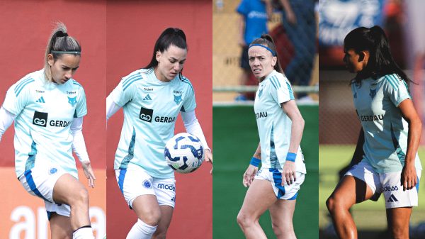 Fabola Sandoval, Paloma Maciel, Pri Back e Marlia, algumas das jogadoras do Cruzeiro com contrato at o fim de 2025 (foto: Gustavo Martins/Cruzeiro)