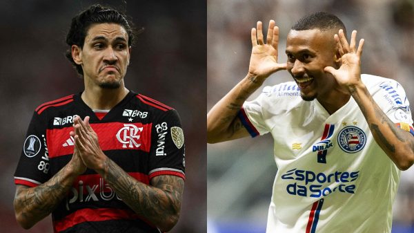 Flamengo e Bahia se enfrentam no Maracan (foto: MAURO PIMENTEL/AFP e Letcia Martins/Bahia)