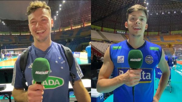 Gabriel Vaccari, do Cruzeiro, e Thiago Vaccari, do Campinas, se enfrentam na final da Superliga Masculina de Vlei (foto: Rafael Cyrne/EM/D.A Press)